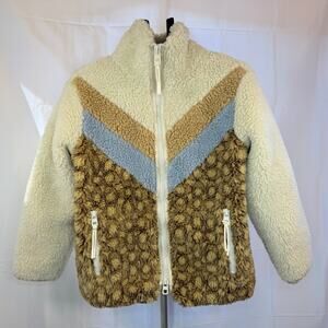 Coach Sherpa Fleece Jacket Faux Fur Full Zip Colorblock Women’s XS